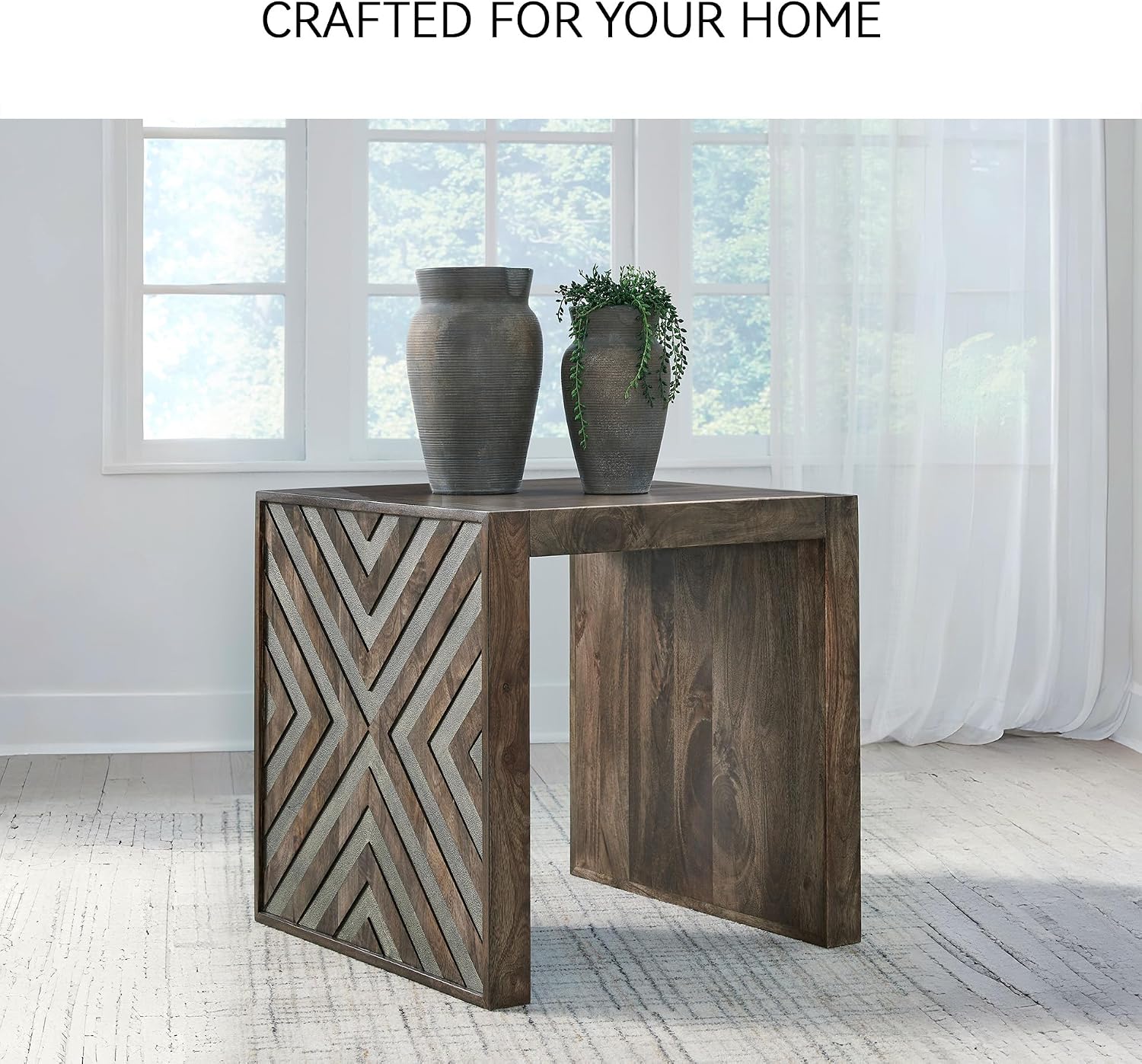 Signature Design by Ashley Dreggan Casual End Table with Diamond Pattern, Dark Brown