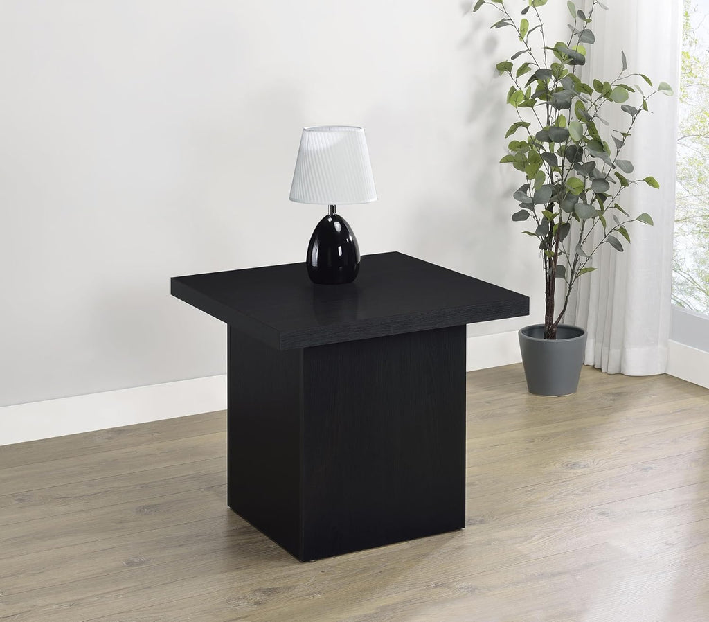 Coaster Home Furnishings - Devar - Wood - Square End Table with Thick Top, Plinth Base, Scratch Resistance and Blocky Frame - Living Room - 23.5-Inch - Black - 706277