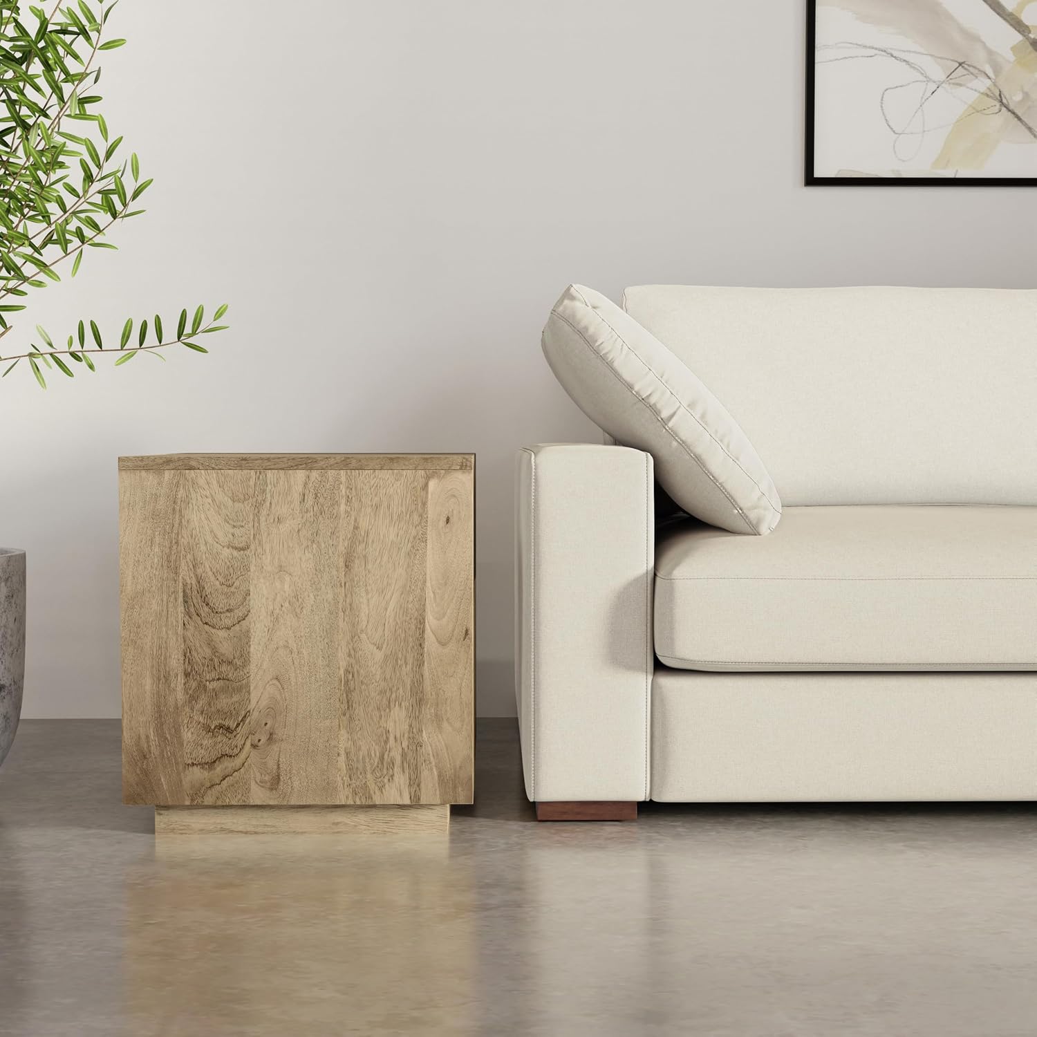 SIMPLIHOME Lockhart End Table - 20 inch Wide Solid Mango Wood Square Accent Table with Streamlined Silhouette in Natural, Contemporary Nightstand or Lamp Stand for Living Room or Bedroom, Assembled