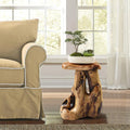 Greenage Cedar Roots Flower Stand Stool Tree Stump End Table 13.5' x 15.5' x 19' H Live Edge Wood Side Table for Living Room Bedroom Garden