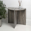 JONATHAN Y MTB1109B Patrice 20' Art Deco Minimalist Natural Marble Handmade Demilune Side Table, Side Table for Living Room, Bedroom, Bathroom, Gray/Beige