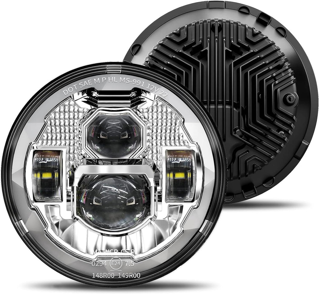 HWSTAR New Upgraded 1000% Bright Anti-glare 7 Inch Led Headlights Round Compatible with Jeep Wrangler JK JKU TJ LJ toyota Austin buick MG Nissan Subaru volvo Honda etc DOT H6024 Hi/Low Sealed Beam