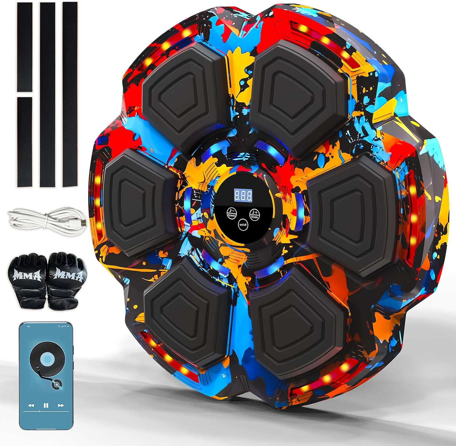Music Boxing Machine, Smart Music Punching Machine for Adults Kids, Bluetooth Music Sync, Wall-Mounted Workout/Training Equipment with Boxing Gloves, Suitable for Home Gym Office Indoor Exercise