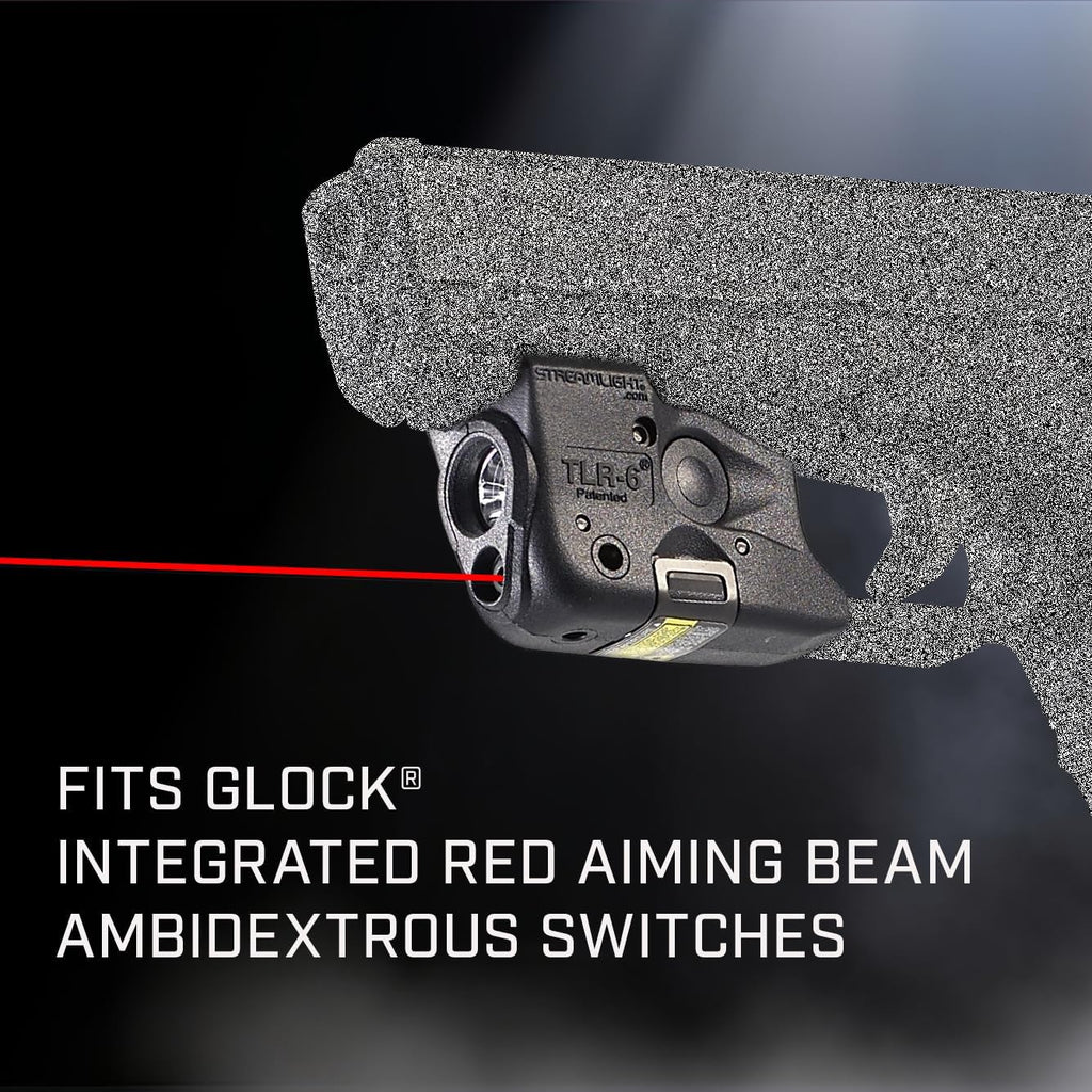 Streamlight 69290 TLR-6 100-Lumen Tactical Weapon Light with Integrated Red Aiming Laser Designed Exclusively and Solely for Select Glock Railed Handguns, Black