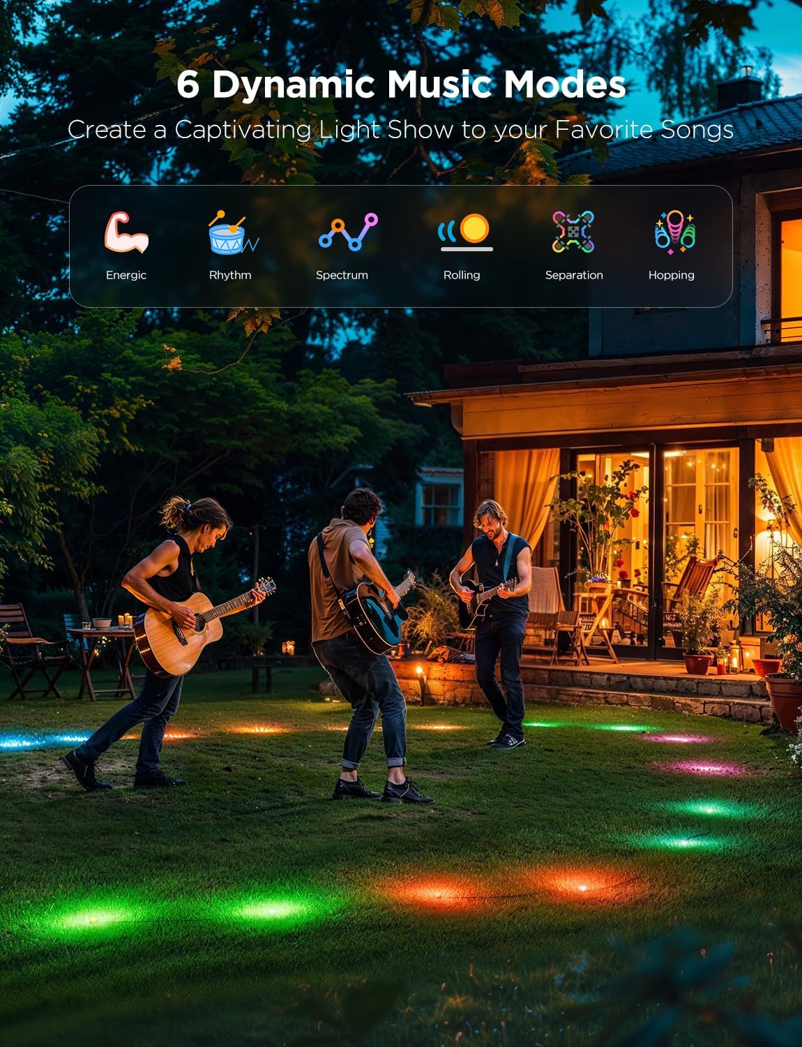 Govee Outdoor Ground Lights 2, 50ft Patio Decorations, 15 Pack RGBIC Pathway Lights with 100LM Warm White, IP67 Waterproof, 63 Scene Modes, Works with Alexa, Google Assistant
