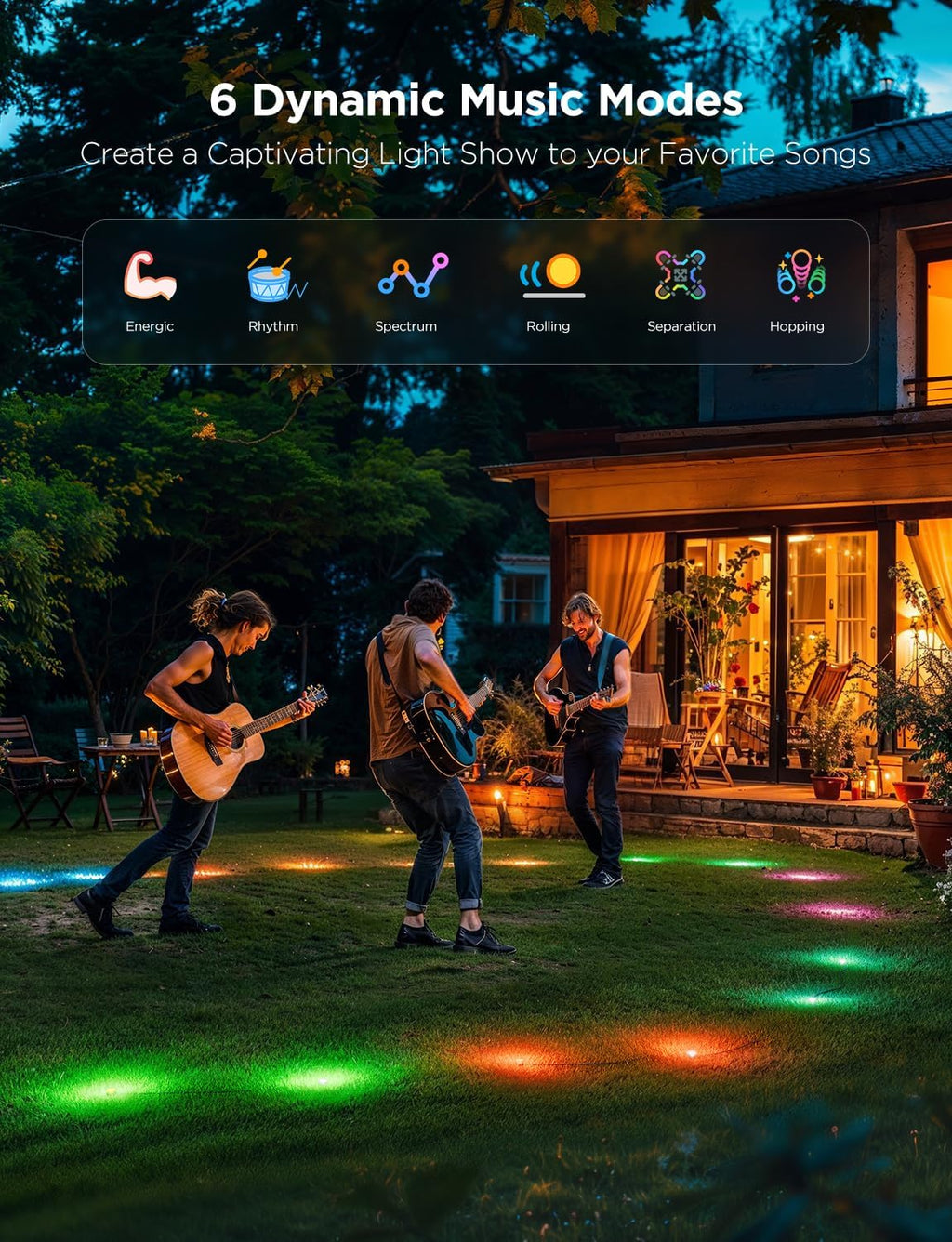Govee Outdoor Ground Lights 2, 100ft for Patio Decorations, 30 Pack RGBIC Pathway with 100LM Warm White, IP67 Waterproof for Garden, Splitter Connector, Works with Alexa, Google Assistant
