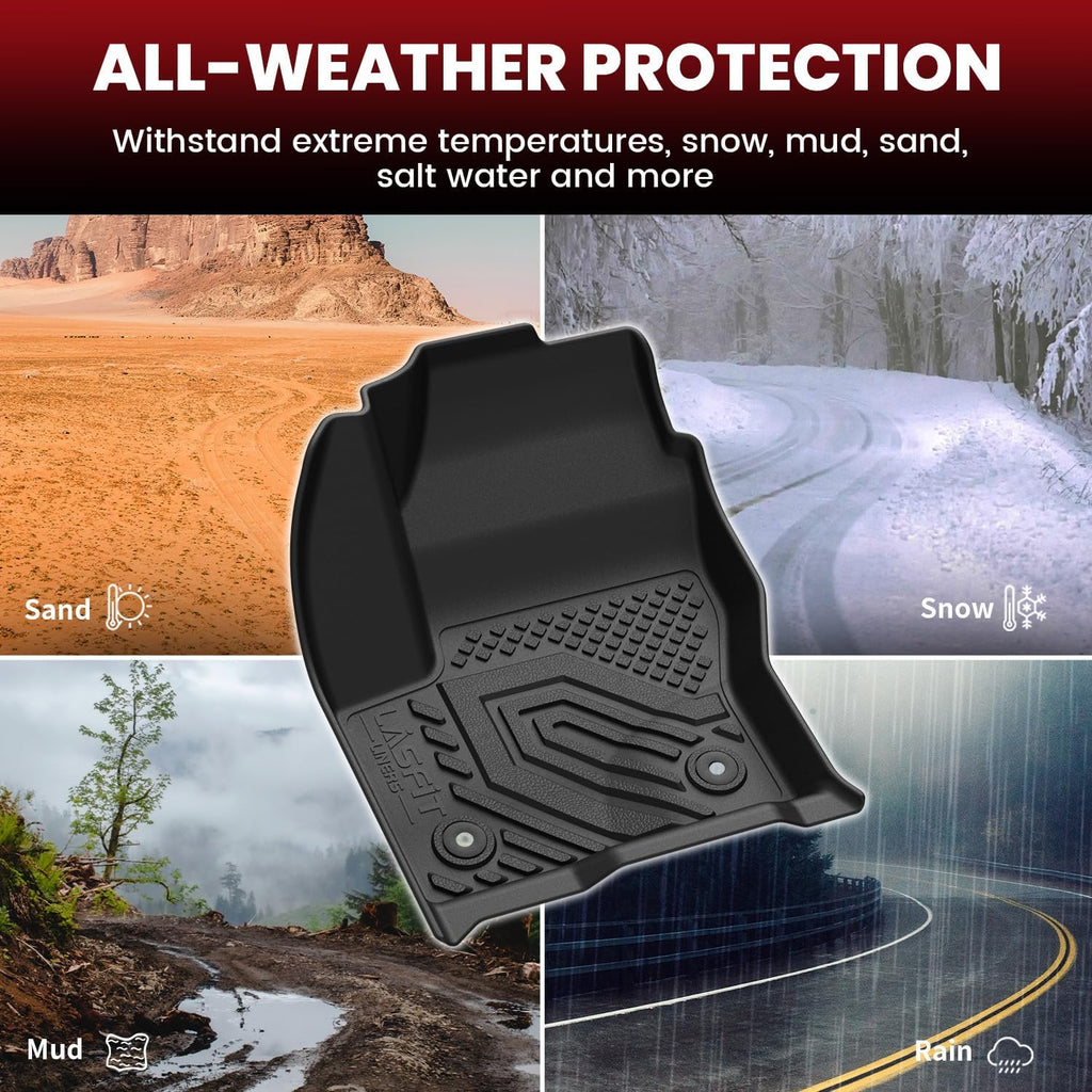 LASFIT Floor Mats for Ford Escape 2019-2013 (Only fit with Adjustable Cargo Floor in Lower Position),Custom Fit All Weather Protector TPE Easy Clean Floor Liners, 1st & 2nd Row, 3PCS Black