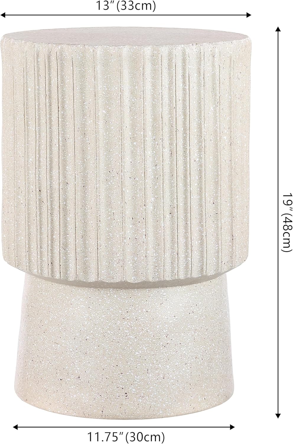 JONATHAN Y TBL1102B Louisa 19' Modern Art Deco Tambour Indoor/Outdoor Accent Table Art Deco, Minimalist, Contemporary, Bohemian, Mid-Century, Patio, Garden, Bathroom,Living Room, Cream Terrazzo Finish