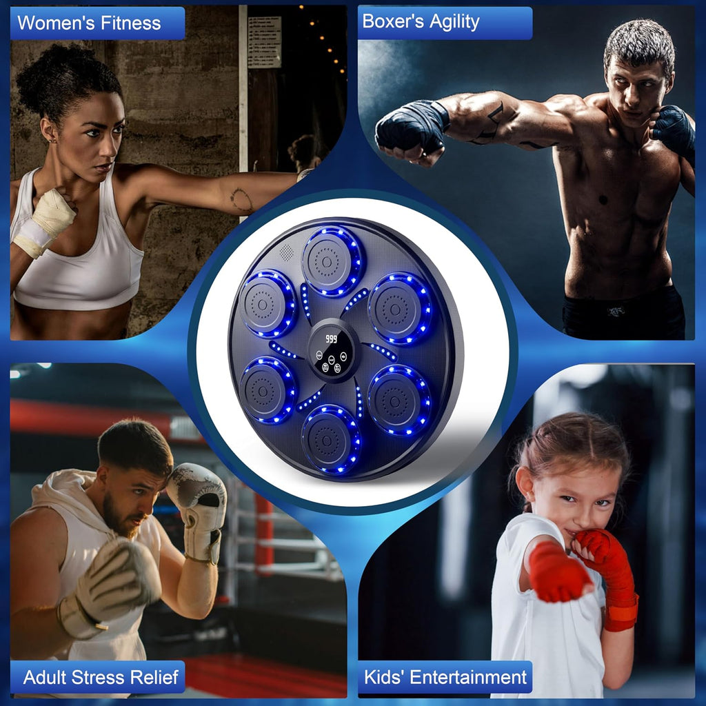 Music Boxing Machine, Wall Mounted Boxing Machine for Adults Kids, Bluetooth Smart Boxing Trainer, Electronic Boxing Workout Equipment Target for Home Gym