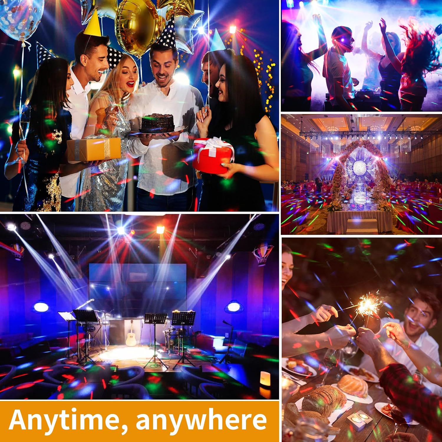 DJ Lights with Stand, 5 in 1 Party Lights DJ Disco Light for Parties Indoor, Sound Activated Mobile Stage Lighting System with DMX& Remote Control, Disco Ball Stage LED Par Light with Bag for Bar Gig