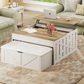 HUAHUU Coffee Table, 31.5 Lift Top Coffee Tables with Storage Hidden Compartment, Farmhouse Coffee Tables with Ottoman Bench, Center Table with Wooden Lift Tabletop for Living Room, White