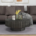 Round Coffee Table for Living Room, 31.5' Circle Wood Center Table with Pedestal for Apartment, Easy Assembly, Graphite Black