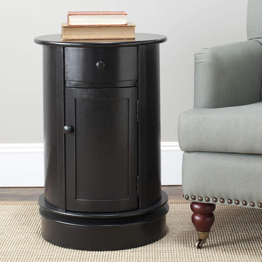 SAFAVIEH Furniture - Tabitha 1-Drawer Accent Table - Dark Cherry - Solid Wood - Farmhouse Storage Design - Ideal for Living Room, Entryway, 17.7'W x 17.7'D x 26'H - Fully Assembled (AMH5712D)