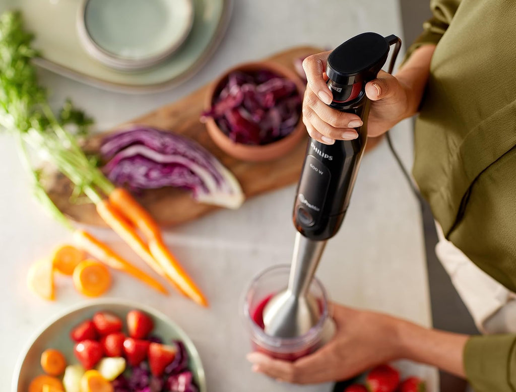 Philips ProMix Viva Collection Handblender, 300W Blending Power, SpeedTouch, Easy & Intuitive, On-the-Go Tumbler, Black & Stainless Steel, (HR2629/91)