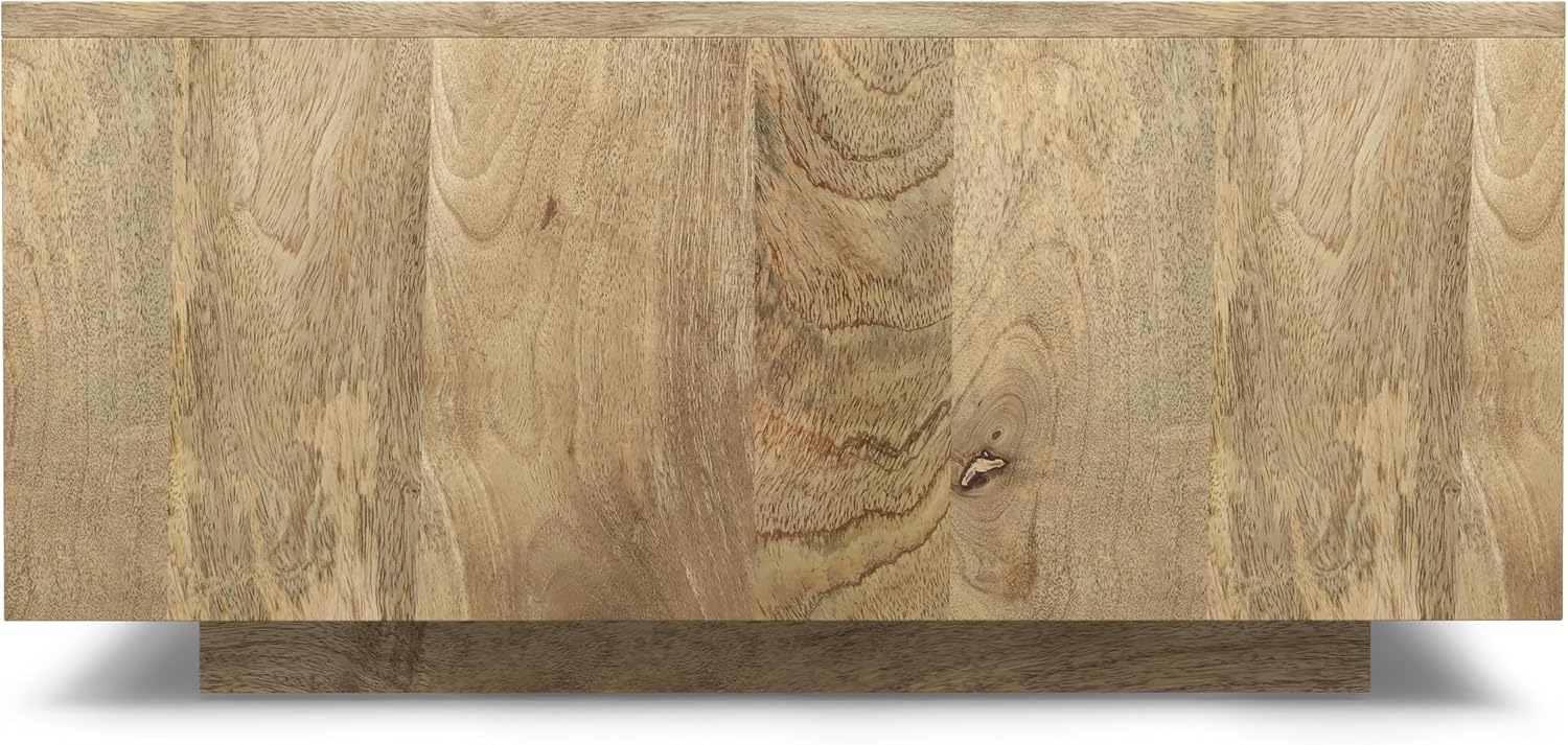 SIMPLIHOME Lockhart Square Coffee Table - 30 inch Wide Solid Mango Wood Living Room Table in Natural, Modern Cocktail Table for Family Room with Large Surface and Low Profile, Assembled