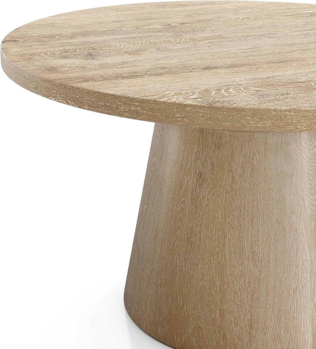 Furniture of America Crambel Modern Solid Wood 29-inch Round Coffee Table with Cone-Shaped Pedestal Base, Living Room Furniture for Small Space, Home Office, Oak