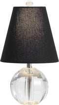 JONATHAN Y 16' Clear/Black Crystal Ball LED Table Lamp, White Modern Bedside Lamp, with White Linen Empire Shade, Glam Orb Glass Nightstand Lamp for Living Room, LED Bulb (JYL2079B)