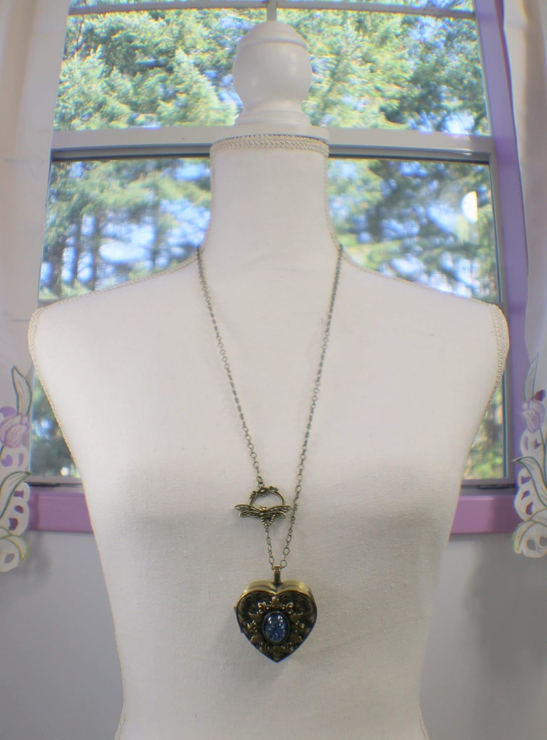 Sapphire Blue Opal Music Box Locket