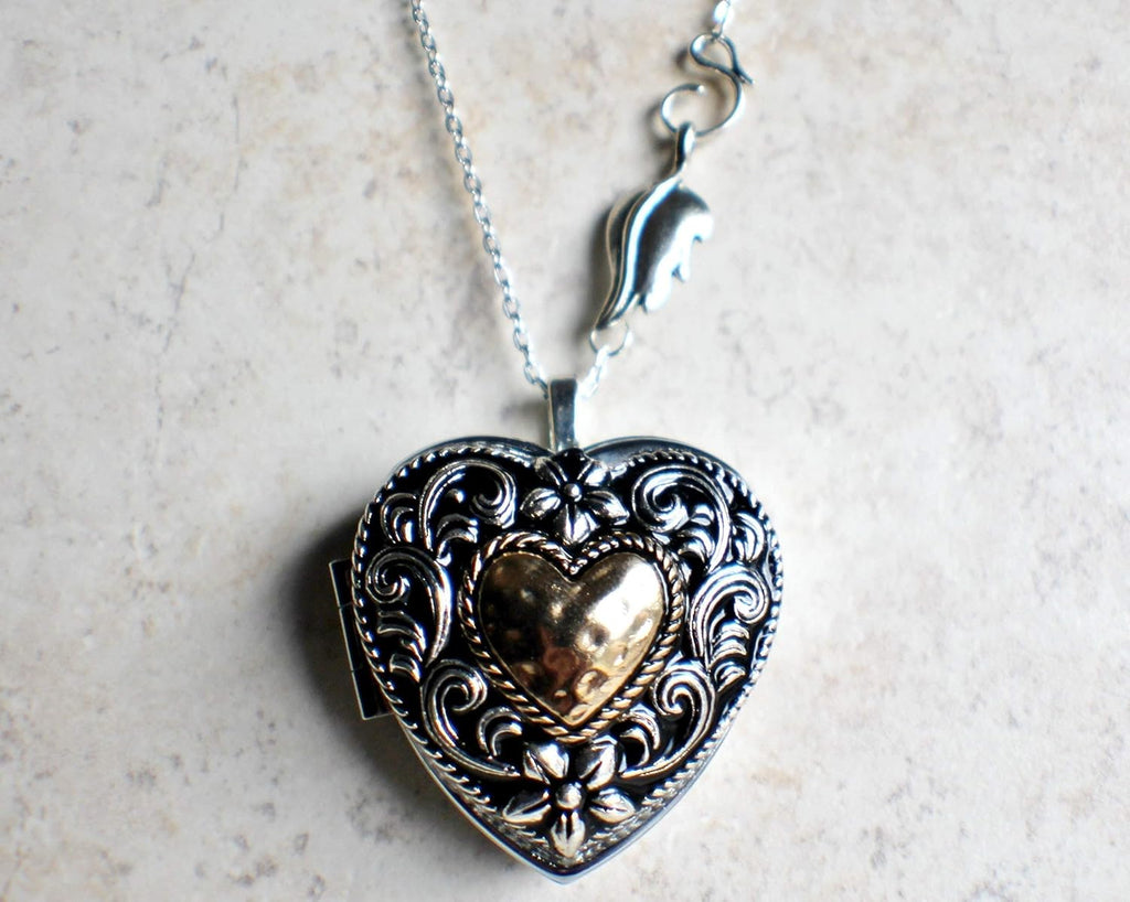 Bronze and Silver Heart Music Box Locket