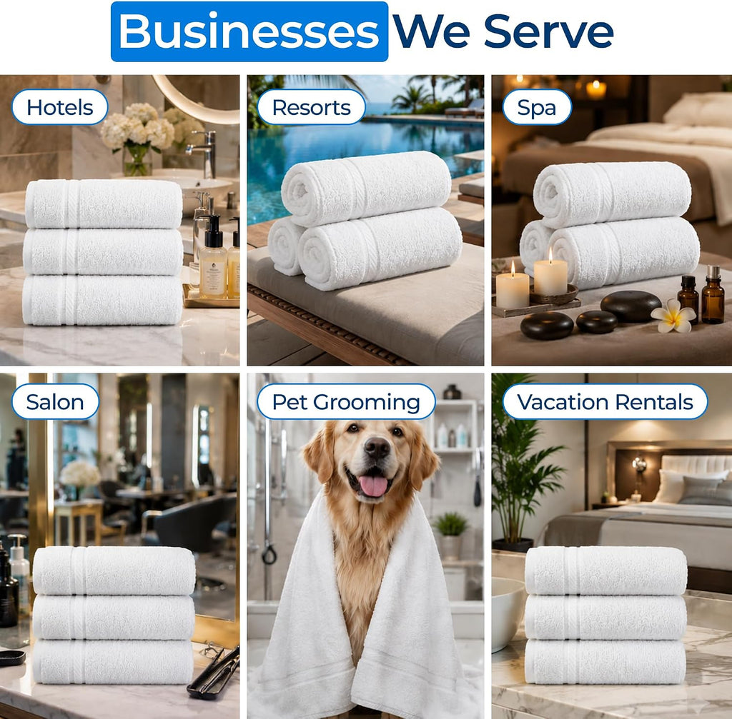 belem Luxury Bulk Bath Towels 24x50 – 60 Pack – 100% Cotton Ultra Soft & Plush, Highly Absorbent & Multipurpose Quick Drying Hotel Quality Towels for Hotels, Resorts, Pool, Gym, Spa & Salon