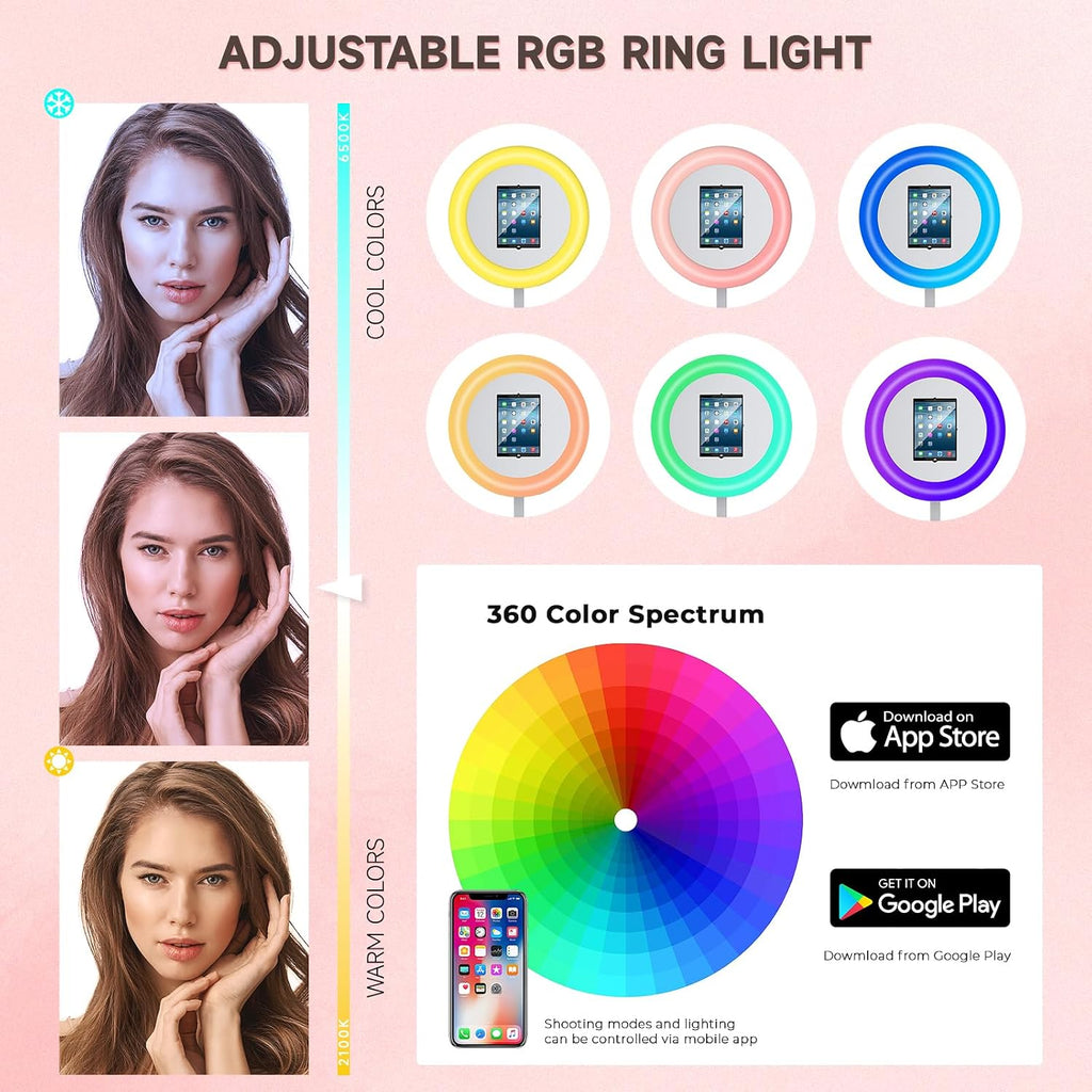 Portable iPad Photo Booth Compatible with Any iPad, 2 Months ChackTok VIP, Selfie Photo Booth with Adjustable Ring Light and Flight Case,RGB Music Sync Light, for Weddings, Parties, Events