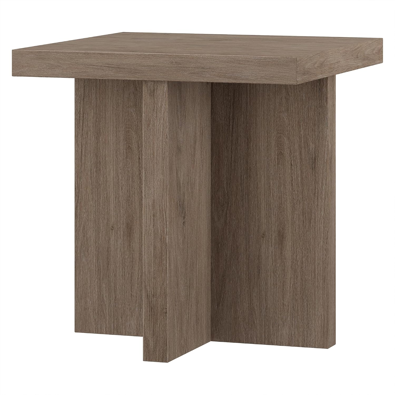 Henn&Hart 22' Scandinavian Square Wooden End Table, Side Table, Nightstand with X-Base for Living Room, Office, Family Room, or Bedroom, Weathered Gray