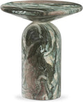 Poly & BARK Wels End Table – Reinforced Resin with Faux Marble Finish – Green – Modern Accent Table for Living Room or Bedroom – Round Side Table for Sofas, Lounge Chairs, or Reading Corners