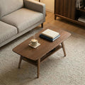 Mid Century Modern Coffee Table: 100% Solid Wood Coffee Table - 2-Tier Storage Design - Practical Coffee Tables for Living Room, Apartment, Easy Assembly (Walnut, 39.37')