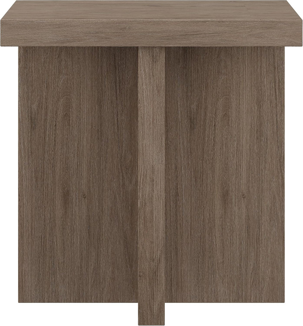 Henn&Hart 22' Scandinavian Square Wooden End Table, Side Table, Nightstand with X-Base for Living Room, Office, Family Room, or Bedroom, Weathered Gray