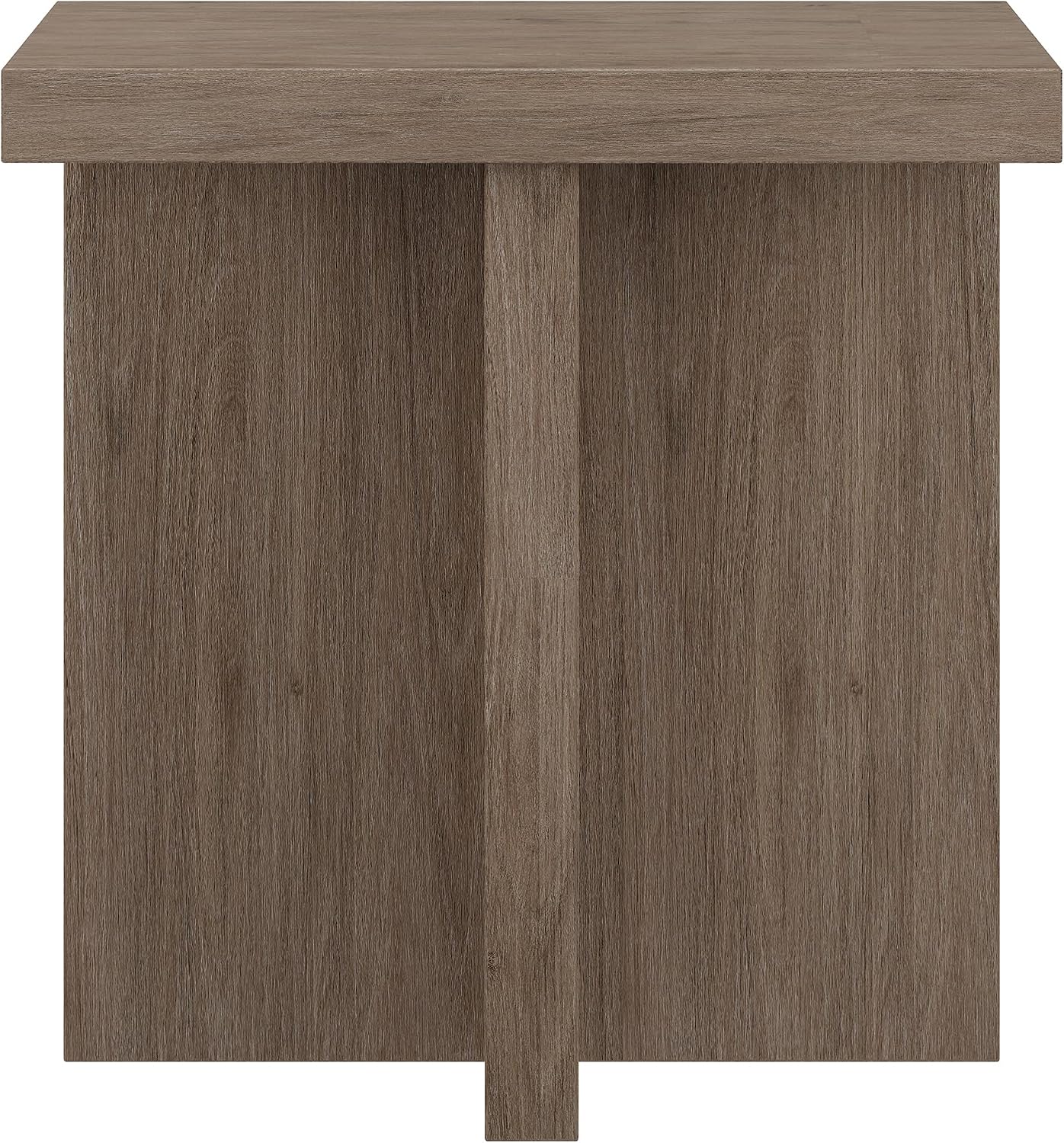 Henn&Hart 22' Scandinavian Square Wooden End Table, Side Table, Nightstand with X-Base for Living Room, Office, Family Room, or Bedroom, Weathered Gray