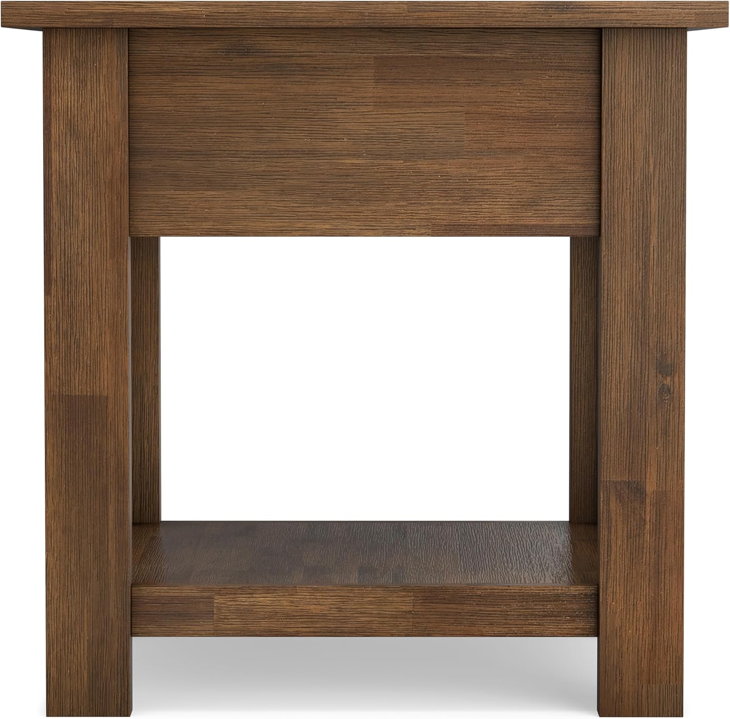 SIMPLIHOME Monroe End Table - 22 inch Wide Solid Acacia Wood Side Table in Rustic Natural Aged Brown, Farmhouse Accent Table for Living Room or Bedroom with Drawer and Shelf