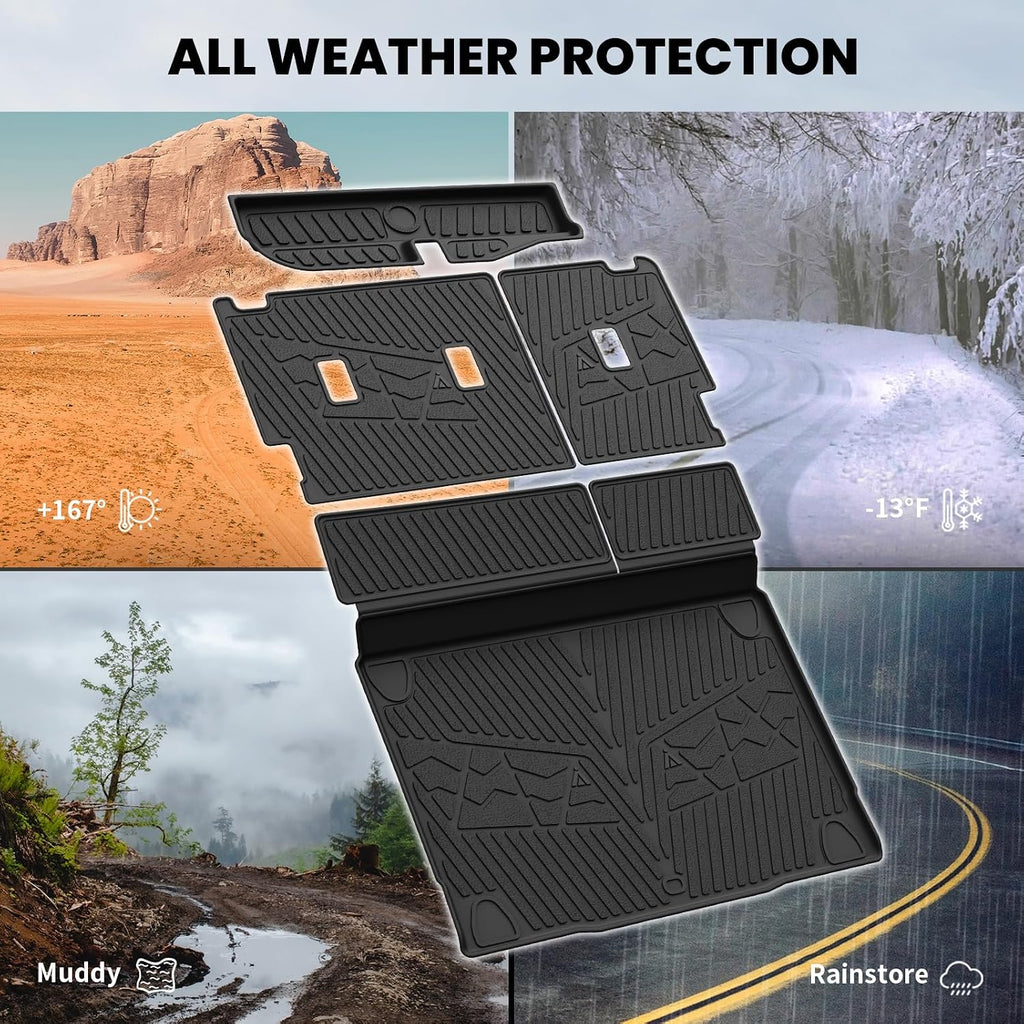 LASFIT Cargo Mat+Rear Back Seat Protector+Underfloor Storage Mat for Ford Bronco 4-Door 2021-2026 TPE All Weather Protection Liners Waterproof Backrest Mat Custom Fit Non-Slip Easy Clean