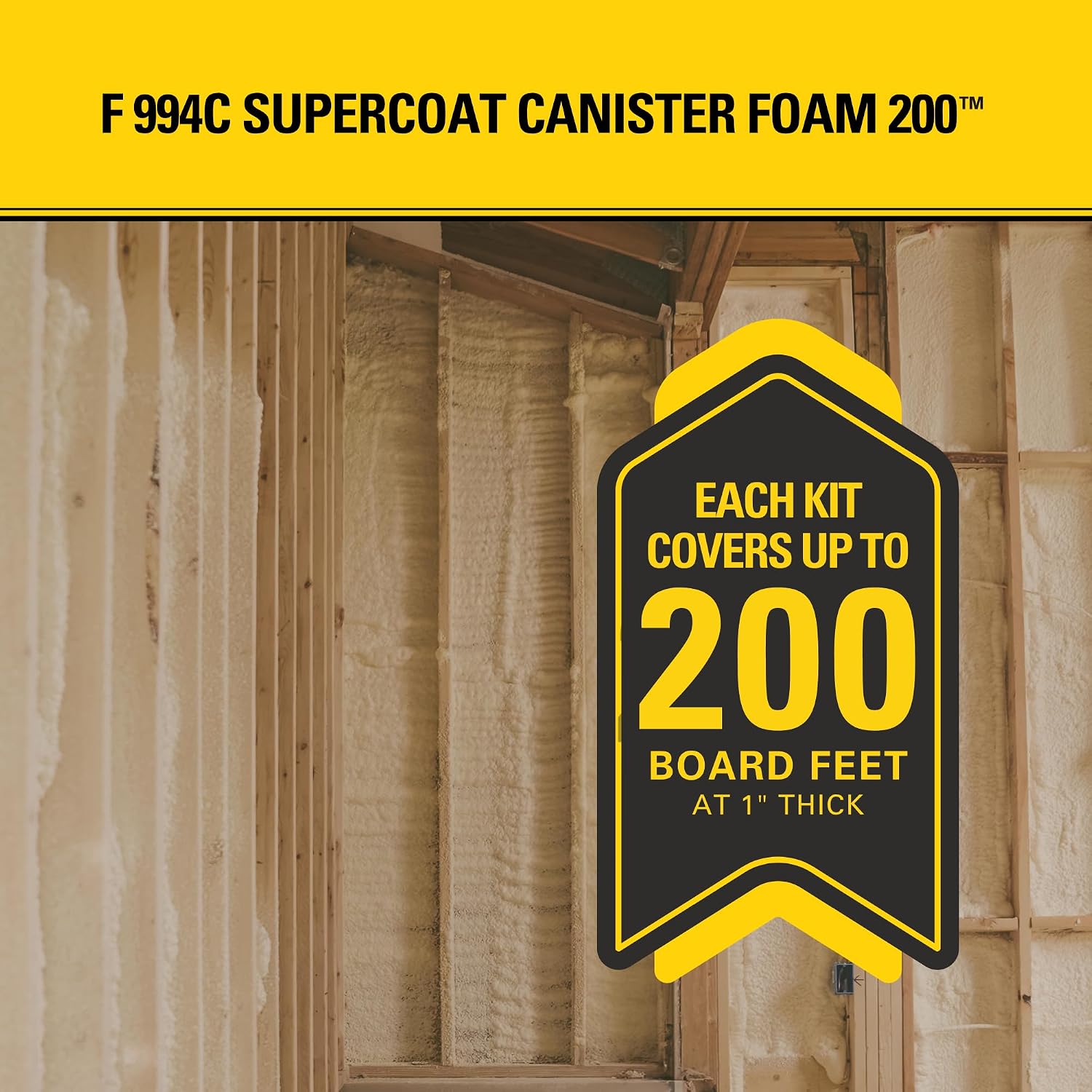STANLEY F 994C Supercoat Canister Spray Foam Insulation Kit (200 Board Feet) - Class A Fire Rated Closed Cell Two Component Foam Sealant for Wall, Attic, Garage & Crawl Space | Includes Gun & Hose