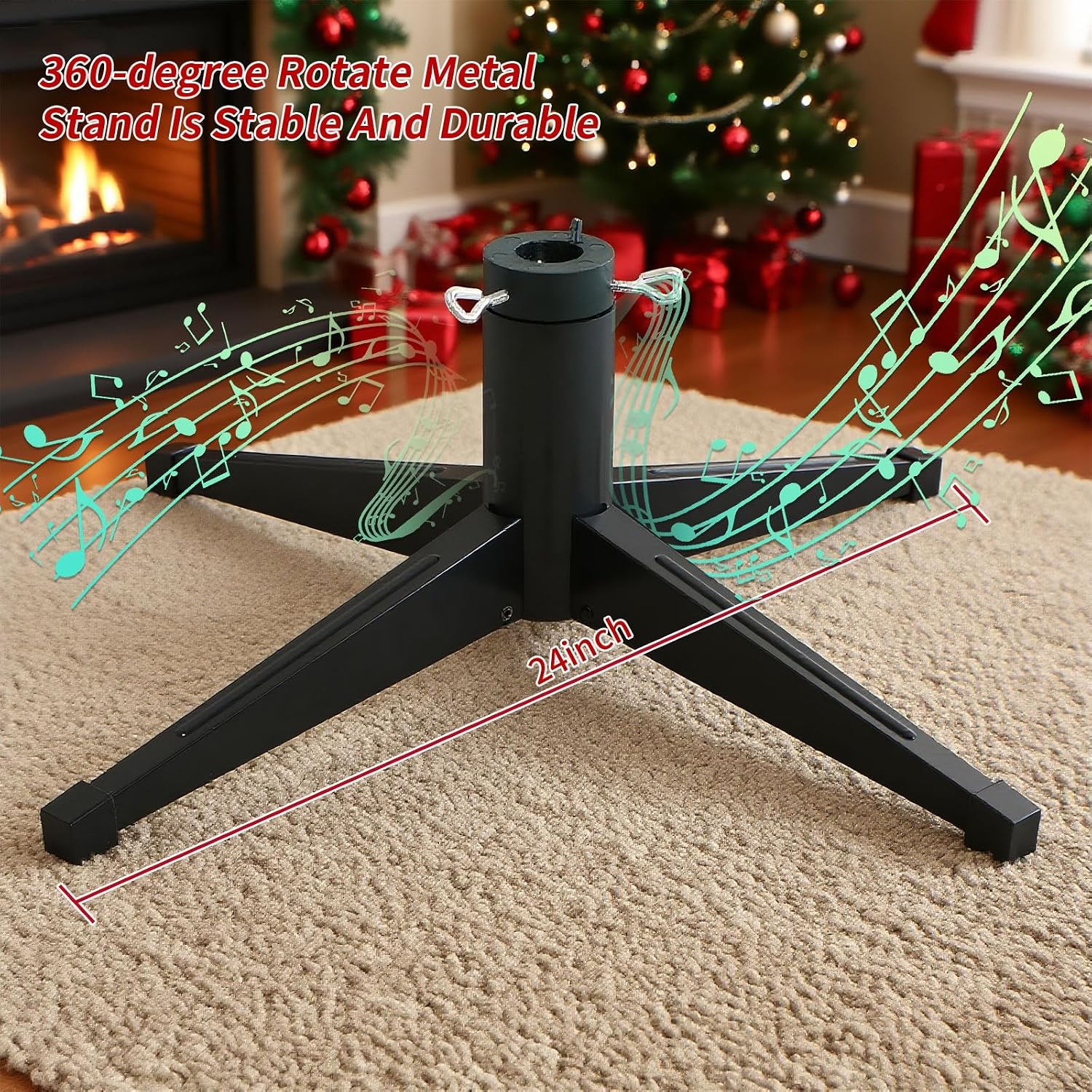 Pre-Lit Rotating Christmas Tree, 6.5FT Artificial for Home Decor | With Music,340 Warm White & Multi-color LED Lights,1036 PE+PVC Tip,Remote Control,Rotating Stand,8 Modes,Timed Design