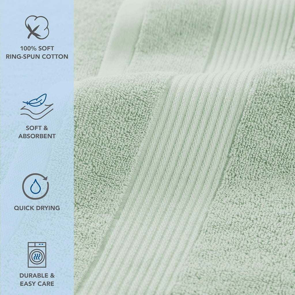 Arkwright Solid Bulk Bath Towels, Case of 24, 100% Cotton 600 GSM Soft Absorbent Bathroom Towels for Hotel, Spa or Vacation Rental, 54 x 27 in, Eucalyptus Green