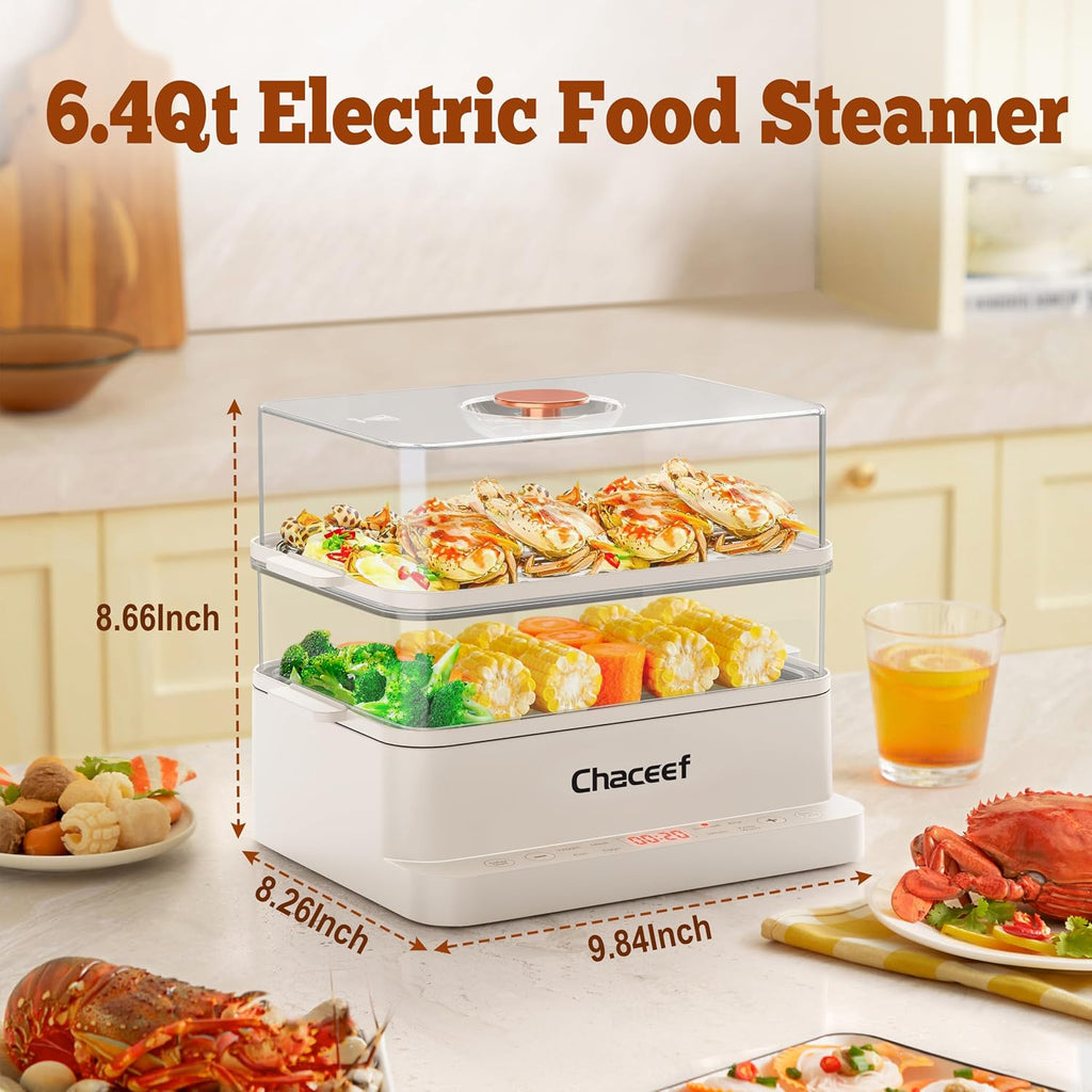 CHACEEF Electric Food Steamer for Cooking, Multi-Level Kitchen Appliance for Home Cooking