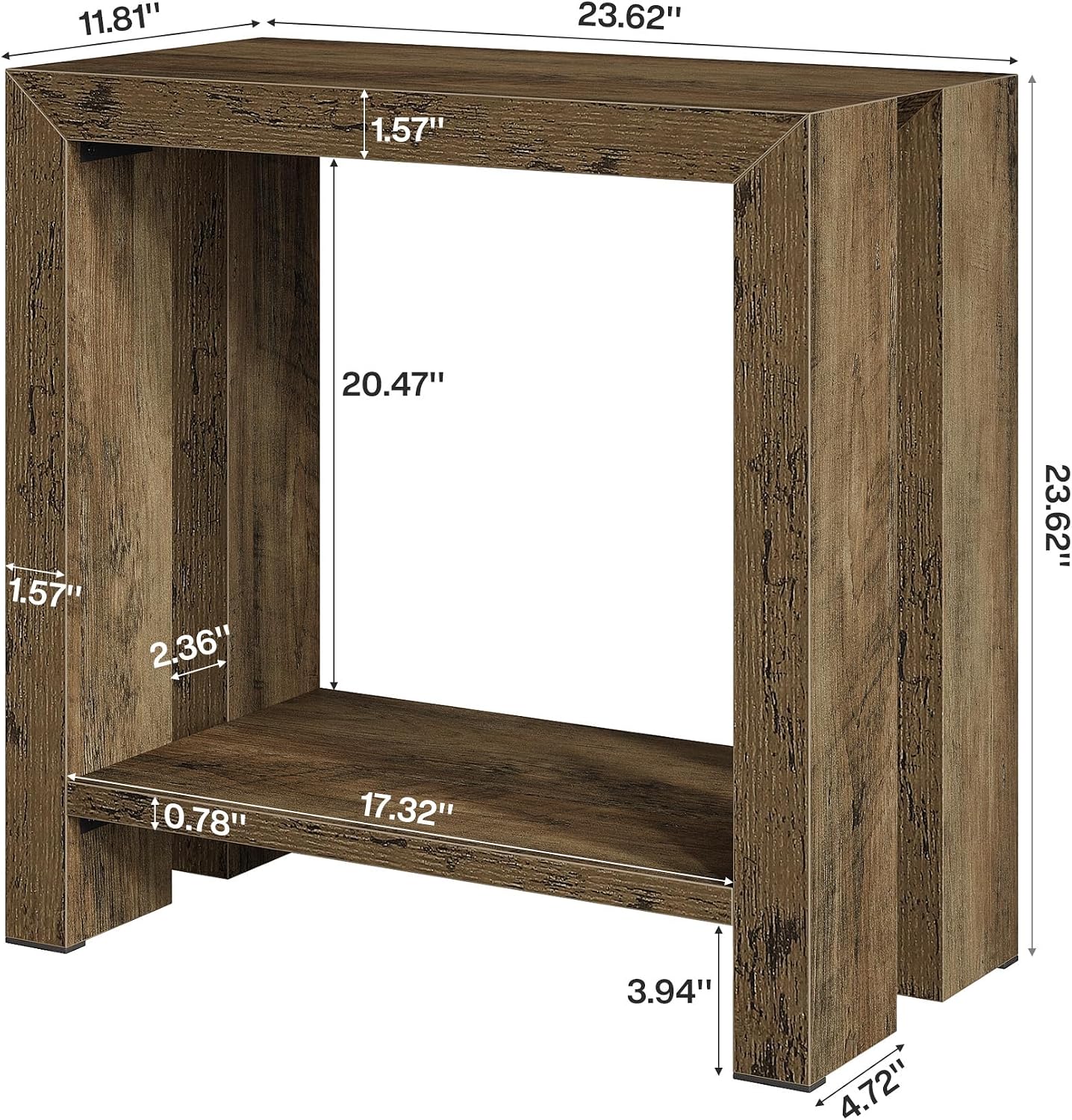 Tribesigns 2-Tier Narrow Side Table Set of 2, Farmhouse Wooden Sofa End Table with Bottom Shelf, Skinny Accent Nightstand for Small Space, Living Room, Bedroom, Easy Assembly (2)