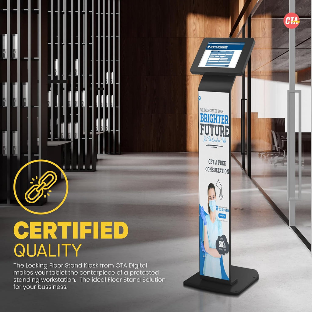 Locking Floor Stand – CTA Premium Locking Support Base Kiosk with Steel Body and Heavy-Duty Locking Enclosure with Keys for iPad Pro 13-inch (M4), iPad Pro 12.9-inch, iPad Air 13-Inch (M3 / M2)