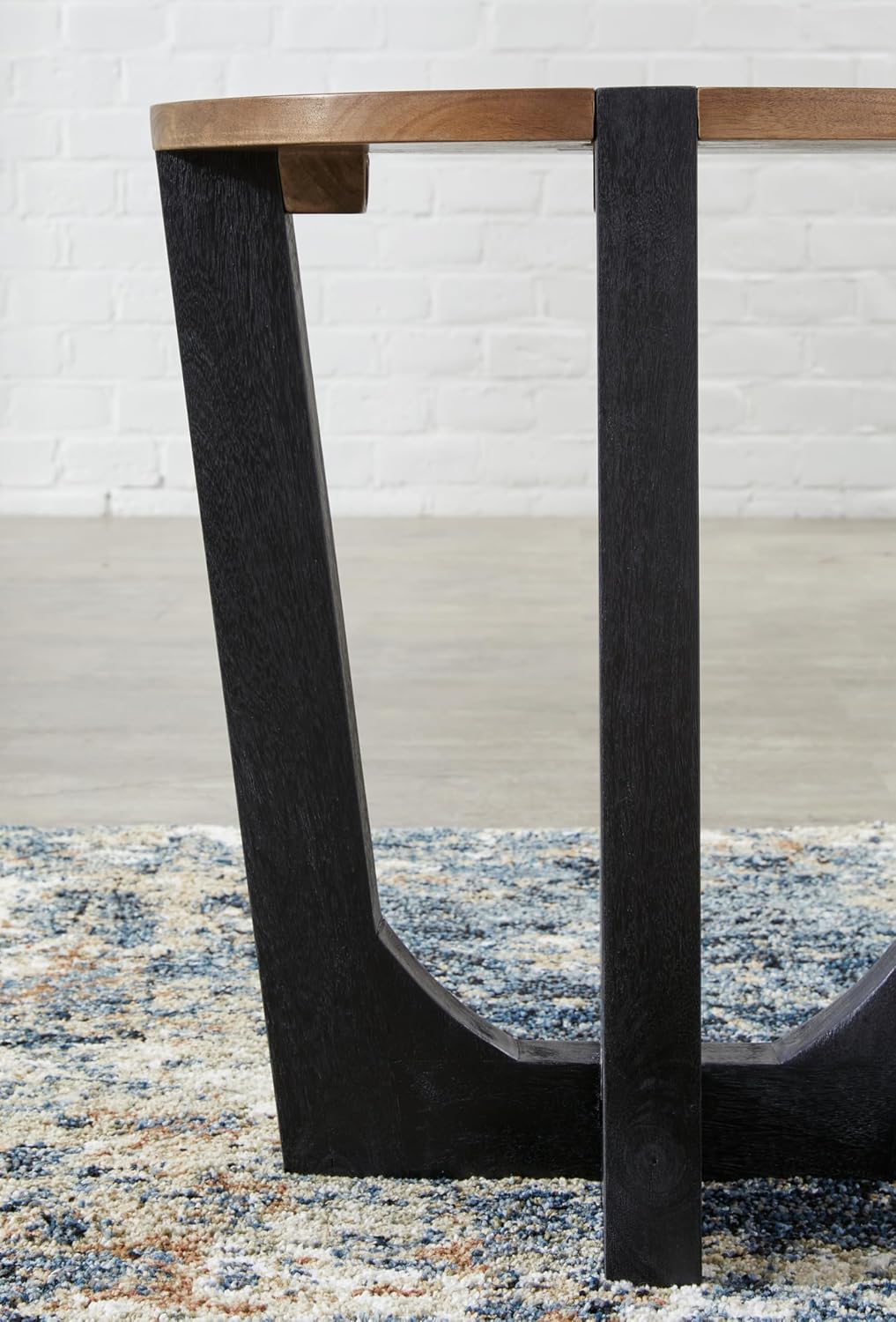 Signature Design by Ashley Hanneforth Farmhouse End Table with Angled Solid Wood Legs, Light Brown & Black