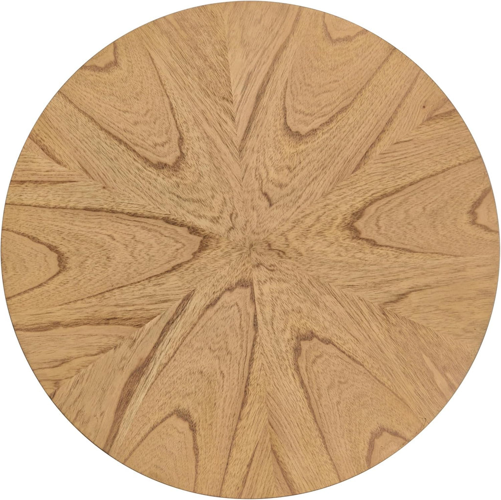 Martin Svensson Home LAX Retro Mid-Century Modern Round Wood End Table, Solid Grain Side Table with Lower Shelf, Small Accent Table for Living Room or Nightstand. Light Wood Blonde.