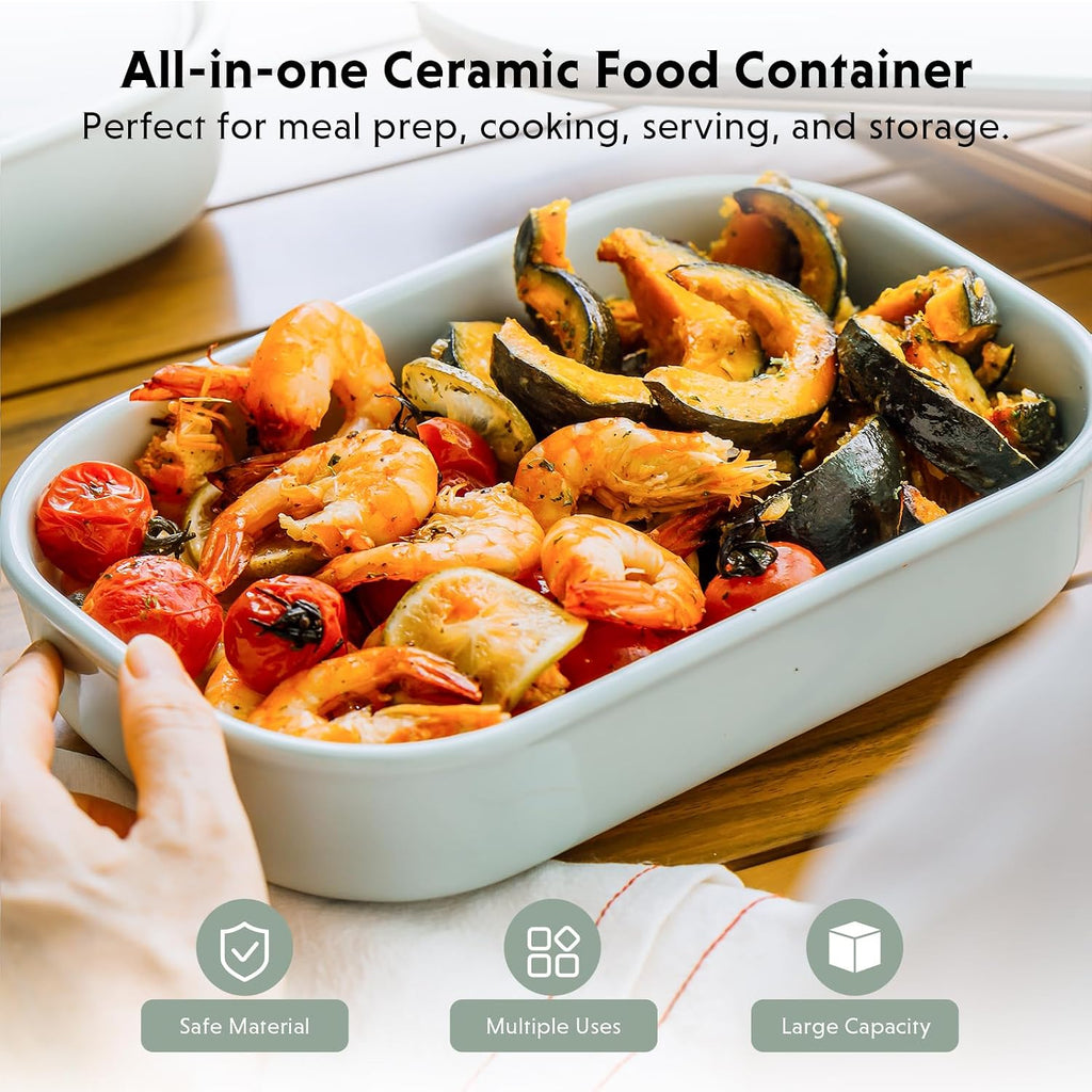 BUYDEEM G52 10.6 Quart Electric Food Steamer Bundle with CT3008 Ceramic Food Storage Container 35 oz Cozy Greenish