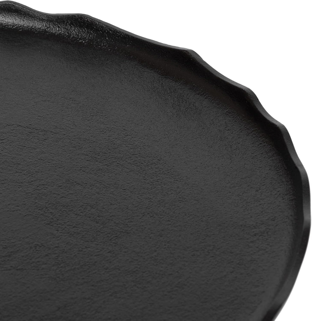 Kate and Laurel Alessia Modern Round Metal Coffee Table; 26 x 26 x 16; Black; Sand Cast Aluminum Coffee Table with Raised Deckled Edge for Storage and Display
