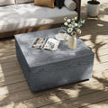 UPHA 28' Square Outdoor Coffee Table, Modern Hollow Concrete Patio Table, Small Minimalist Low Accent Table for Living Room, Balcony, Deck, Backyard, Gray Wood Finish