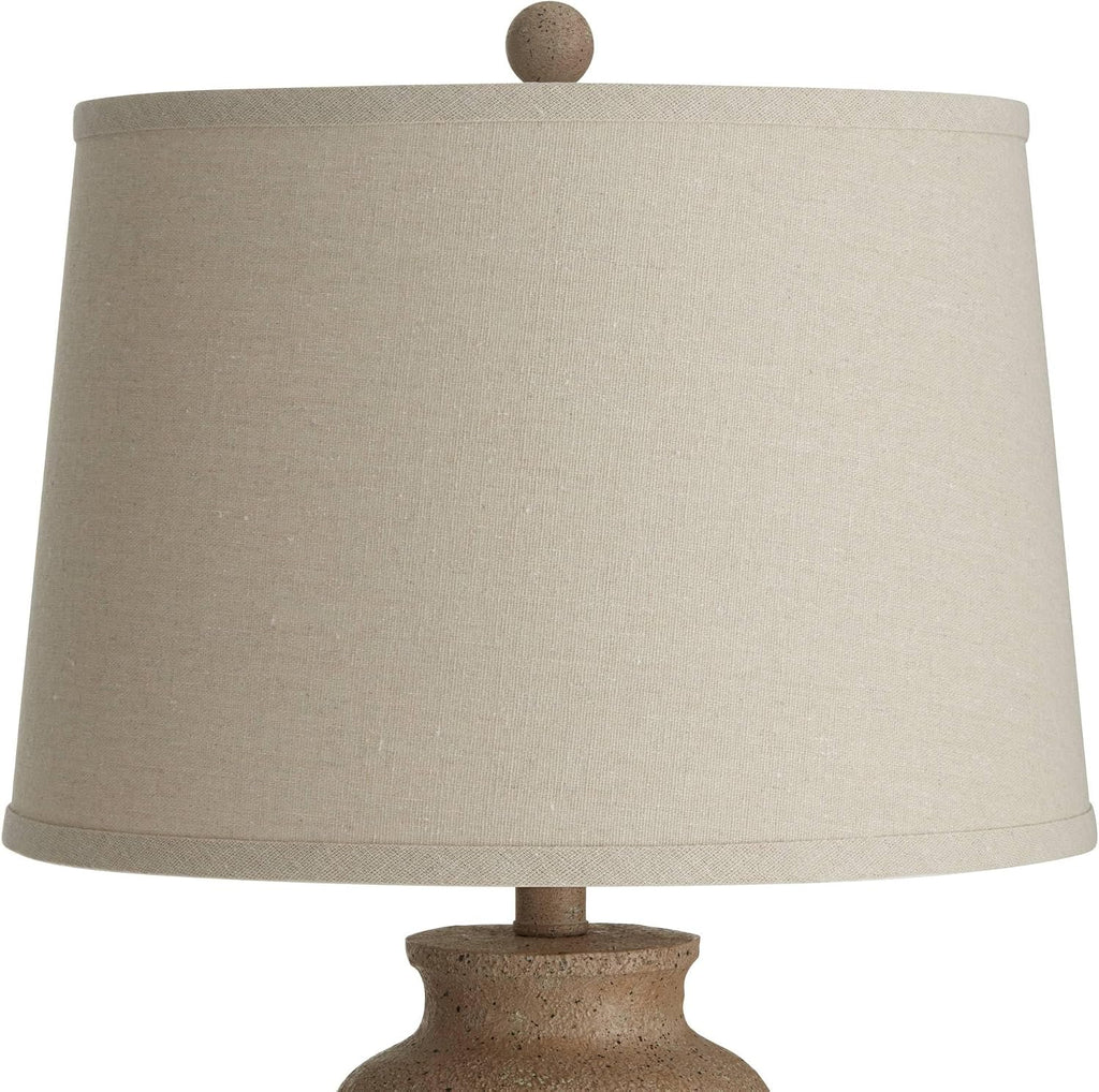 Regency Hill 25 1/2' High Farmhouse Rustic Coastal Country Cottage Table Lamps Set of 2 Beige Fabric Oatmeal Shade Living Room Bedroom Bedside Nightstand House Office Home Reading Kitchen Entryway