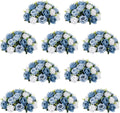 NUPTIO Artificial Flower Centrepieces for Tables - 10 Pcs Dusty聽Blue & White Fake Flowers Roses Balls 13.8in Diameter - Silk Faux Rose Arrangement for Wedding Party Centerpiece Table Decorations