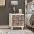 COSIEST Nightstand, 14' D x 18' W x 21.5' H MDF End Table with 2 Drawers, Vintage Style Wood Bedside Table, Bedroom Accessories for Home, Office, College Dorm