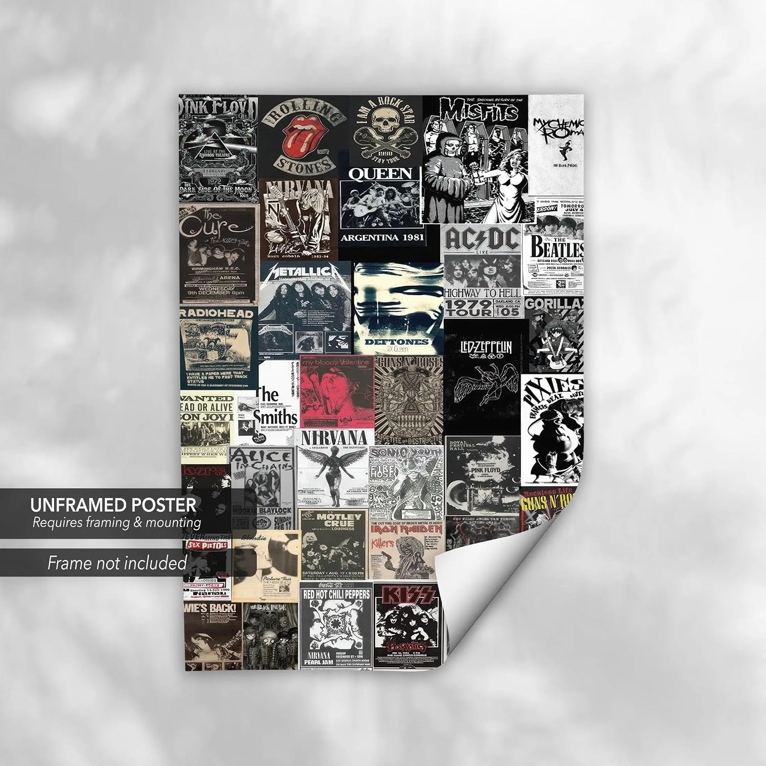 Canvastoria Classic Rock 'n' Roll Legends Wall Art Collage – Vintage Music Icons Canvas Poster Print | Retro Rock Band Decor
