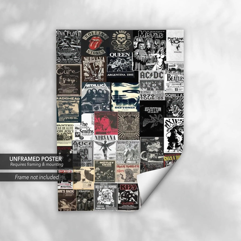 Canvastoria Classic Rock 'n' Roll Legends Wall Art Collage – Vintage Music Icons Canvas Poster Print | Retro Rock Band Decor