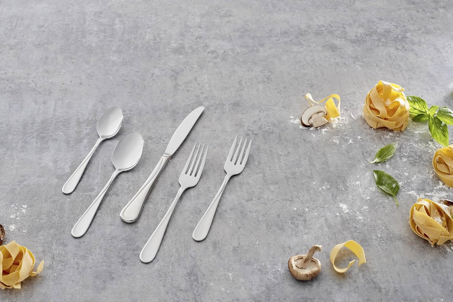 Oneida Silverware Set For 12, Flight 65-Piece Everyday Flatware Set with Serving Utensils, Service For 12, 18/0 Stainless Steel, Mirror Finish, Dishwasher Safe, Light Weight, Dining (Silver, 65 Piece)