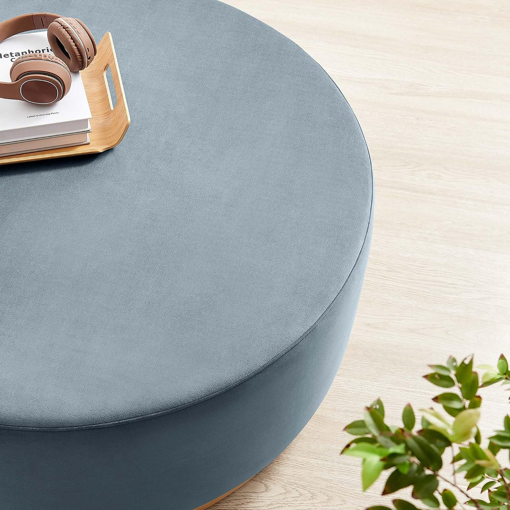 Modway Large 38' Round Performance Velvet Upholstered Upholstered Ottoman